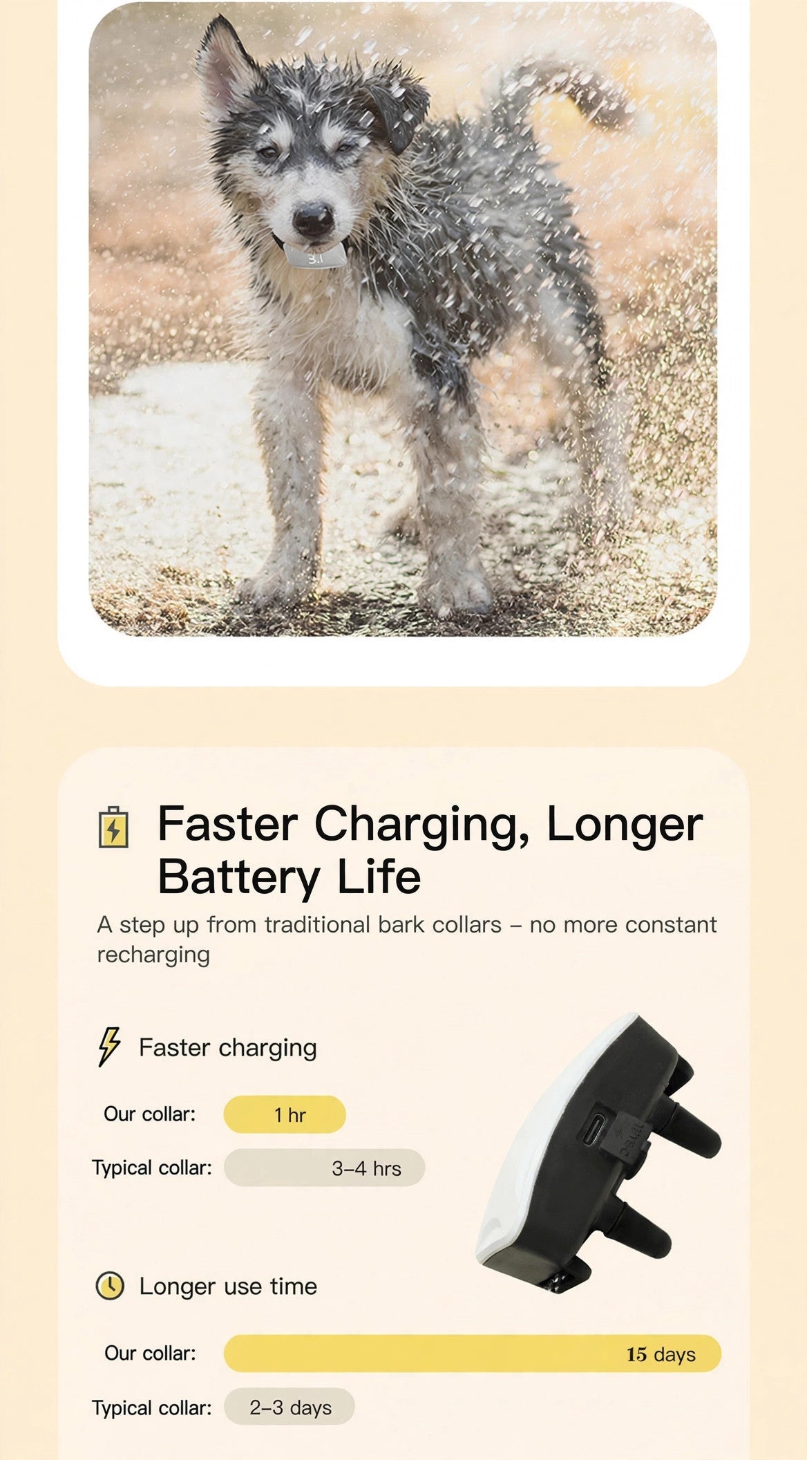3S Vibration Bark Collar with Digital Display