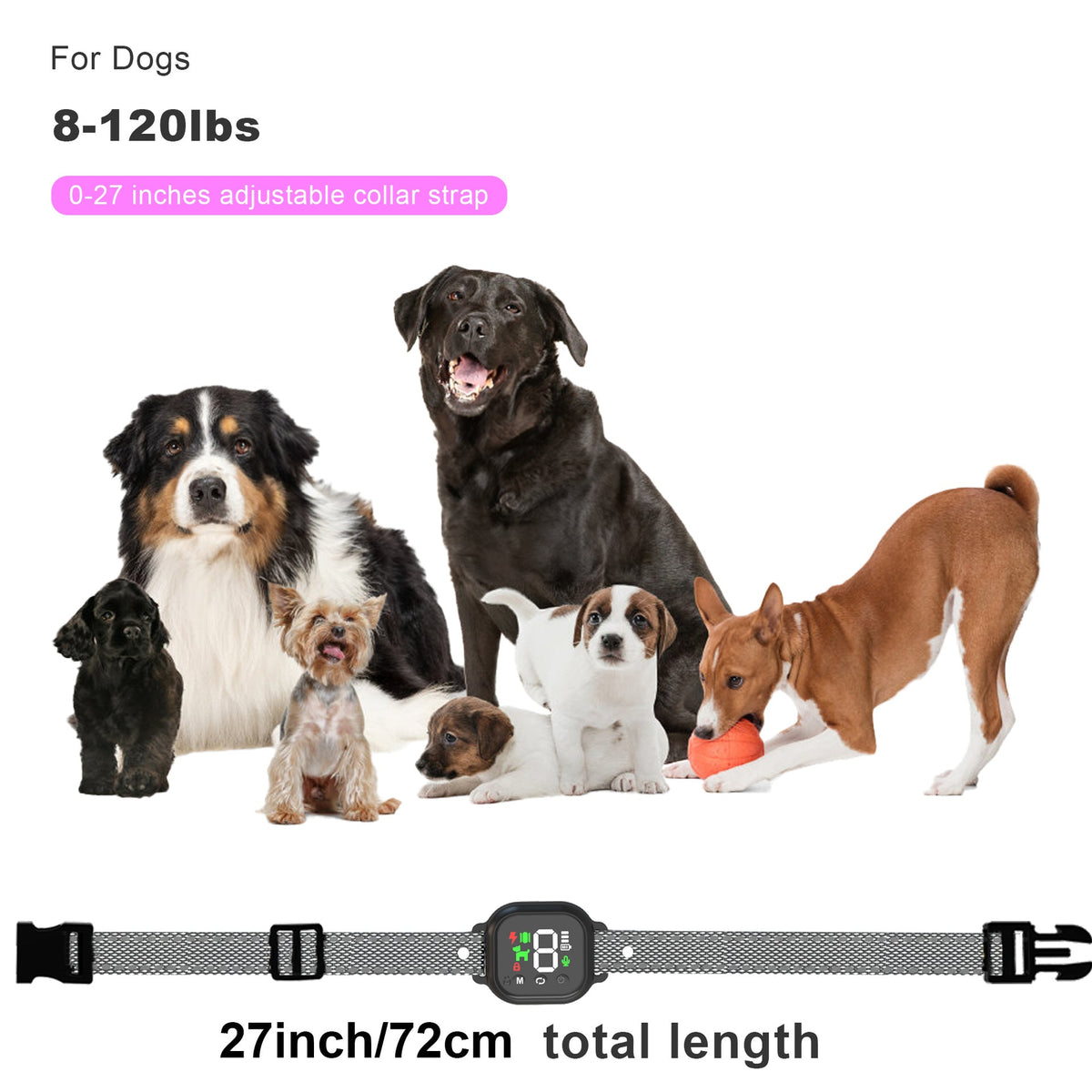 Color-Screen No-Shock Bark Collar (Beep + Vibration)