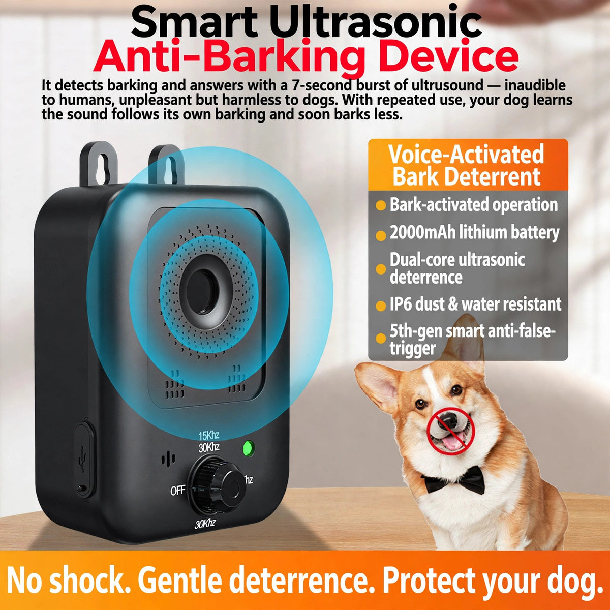 Automatic Ultrasonic Bark Deterrent for Home & Yard