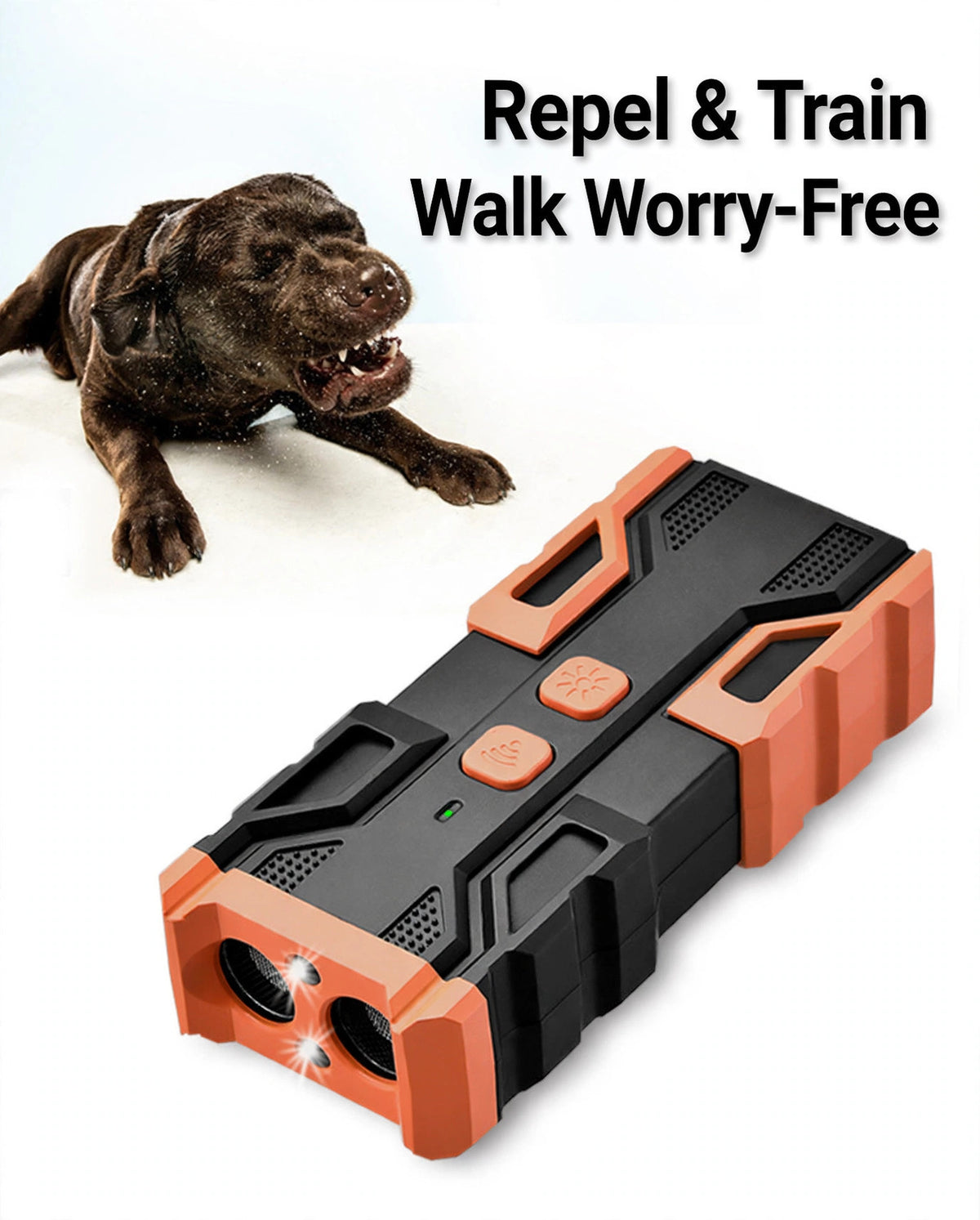 Dual-Head Ultrasonic Dog Repeller with LED Torch