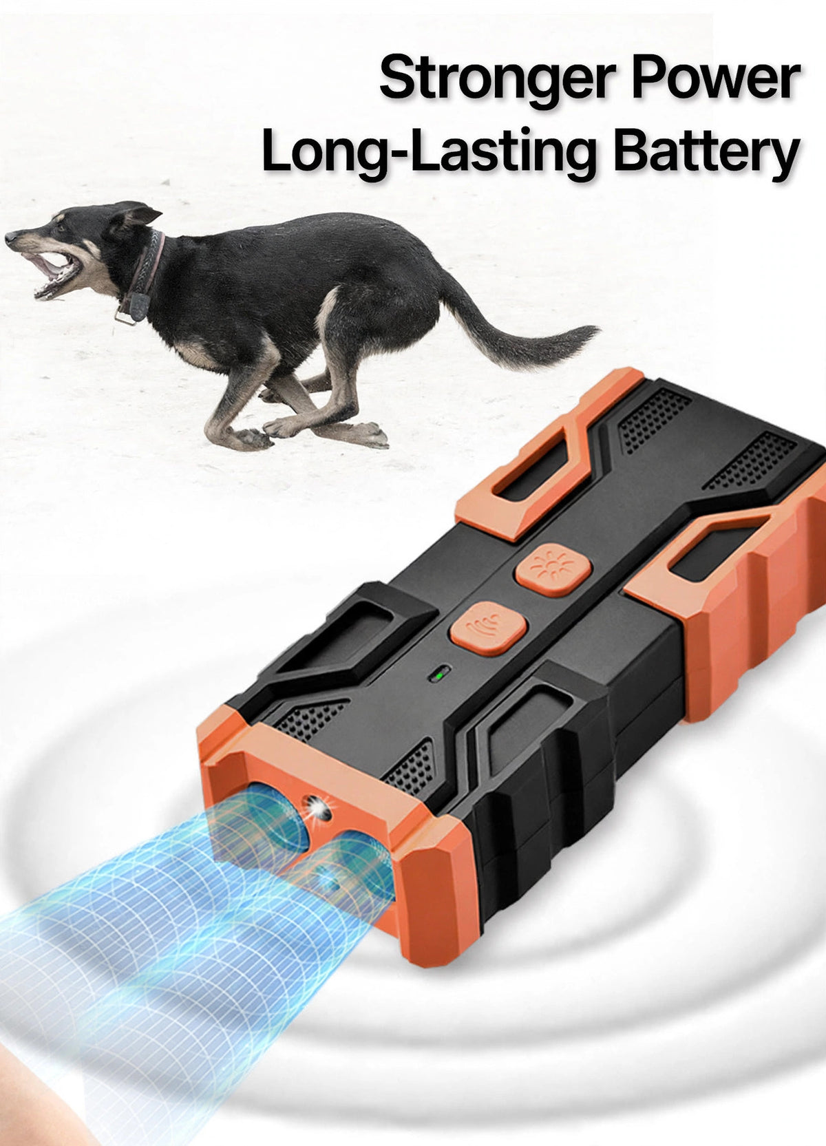 Dual-Head Ultrasonic Dog Repeller with LED Torch