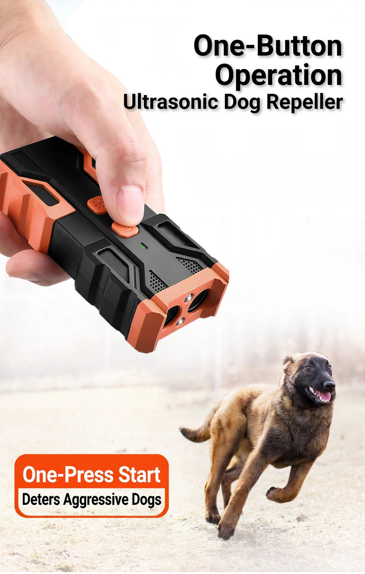 Dual-Head Ultrasonic Dog Repeller with LED Torch